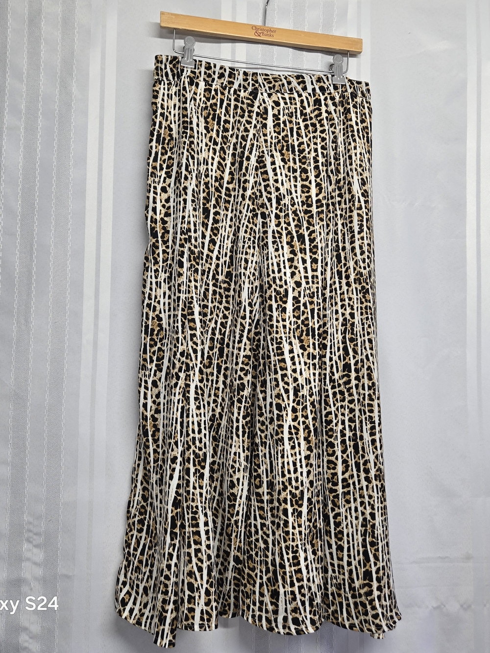CREATION L Pleated Animal Print Maxi Skirt - Beige/Black SIZE 8